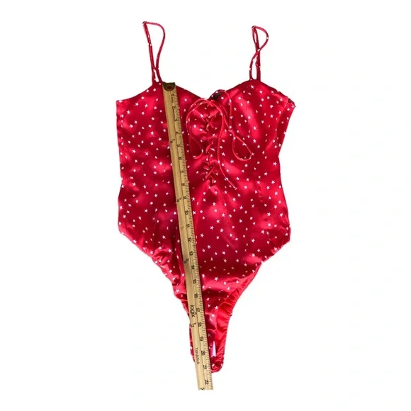 ZARA women bodysuit top Stretch red white Stars Print Size M. - Picture 10 of 15